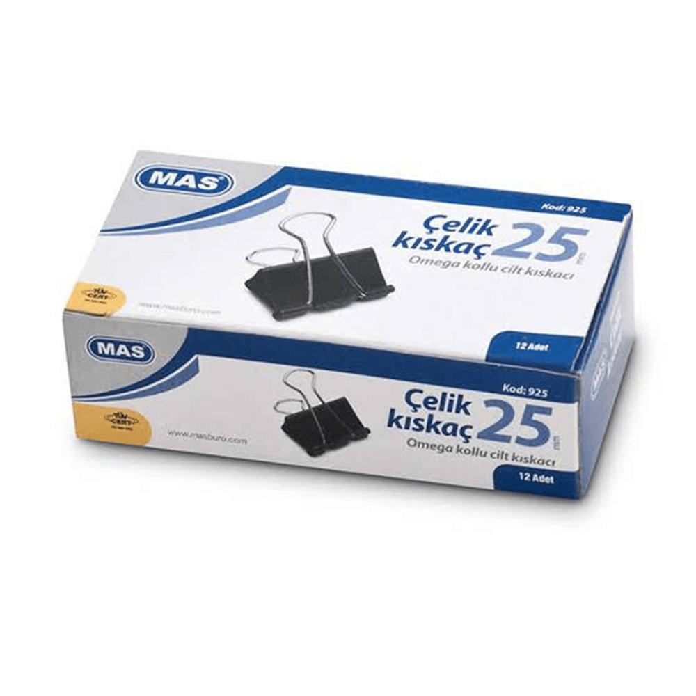 MAS 925 OMEGA ÇELİK KISKAÇ 25 MM.(SİYAH) 12 Lİ