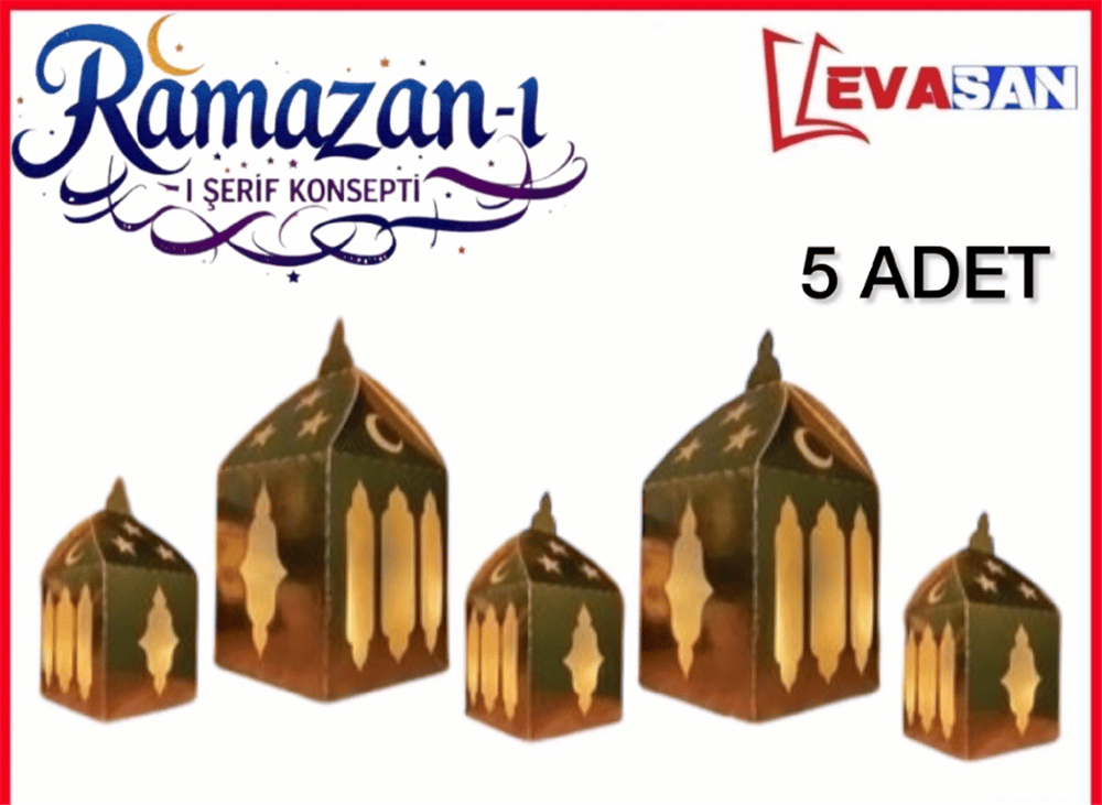 MASA ÜSTÜ DEKOR RAMAZAN TEMALI GOLD 5 ADET