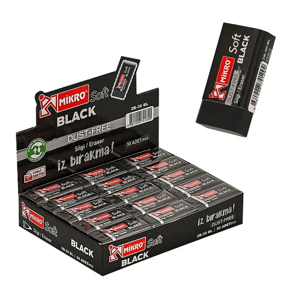 MİKRO DUST FREE 2B SİYAH SİLGİ 30 LU