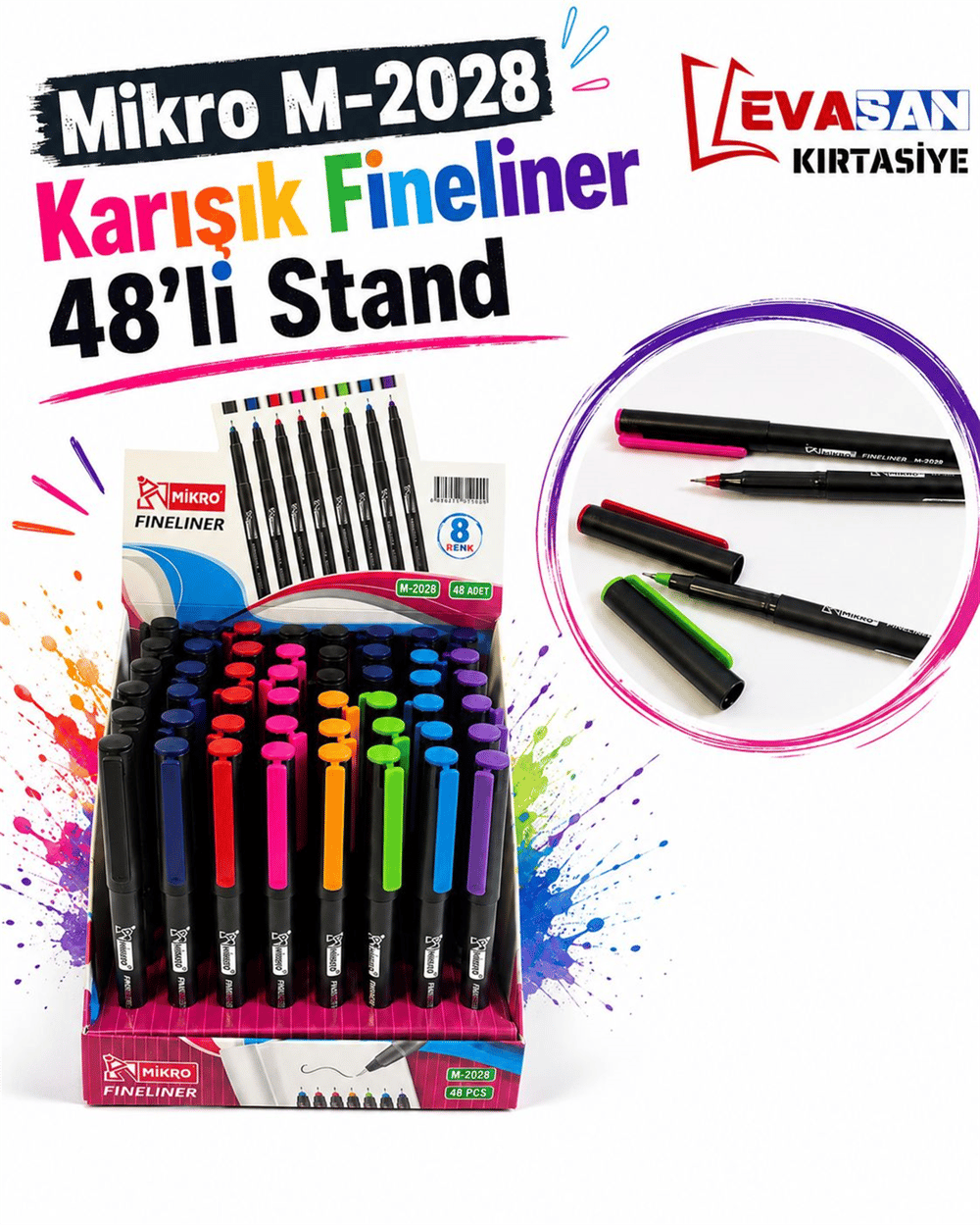 MİKRO M-2028 KARIŞIK FİNELİNER 48 Lİ STAND