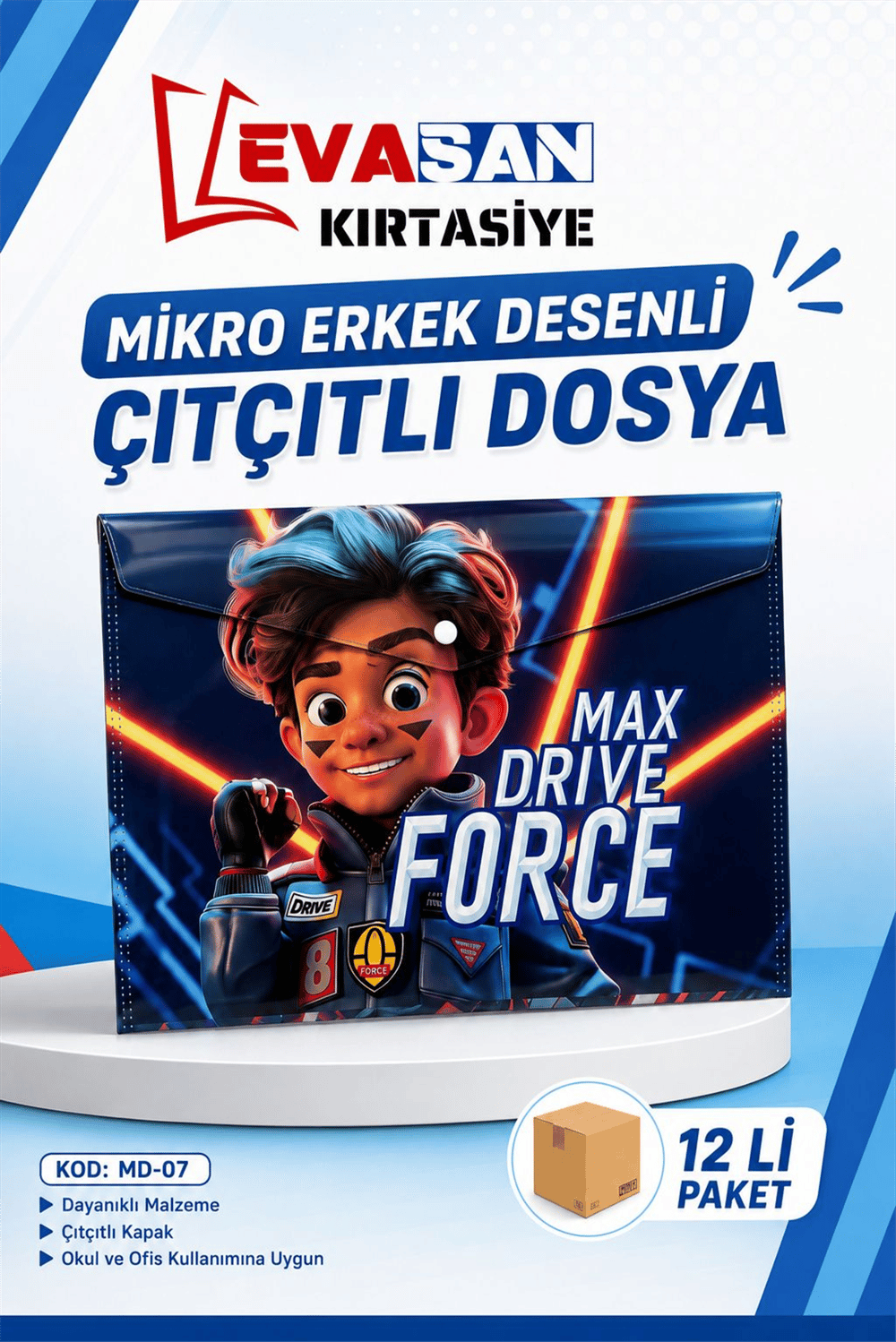 MİKRO MD-07 ERKEK DESENLİ ÇITÇITLI DOSYA PK:12 Lİ 