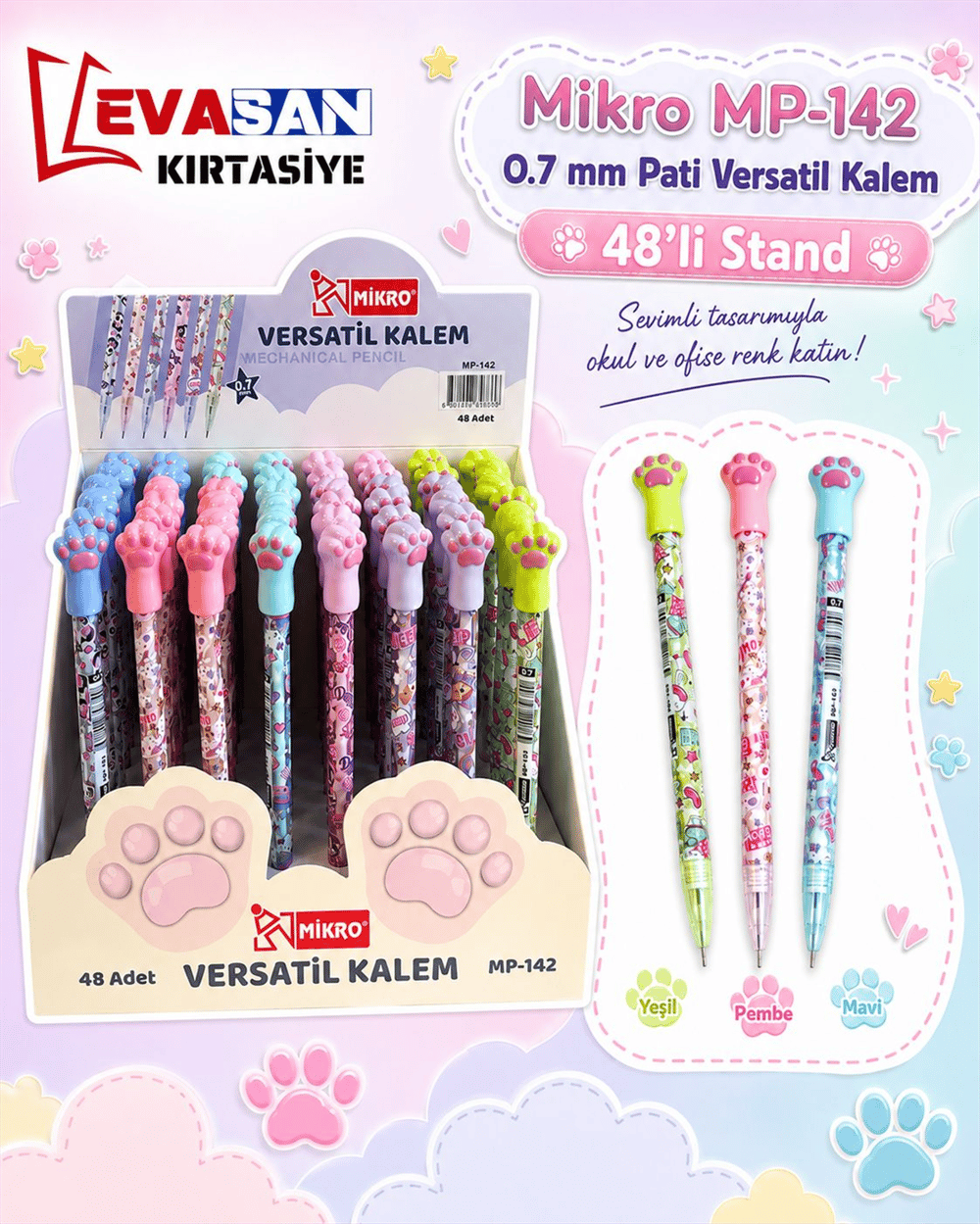 MİKRO MP-142 0.7 M PATİ VERSATİL KALEM 48 Lİ STAND 