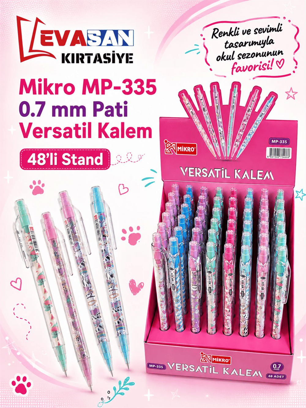 MİKRO MP-335 0.7 MM VERSATİL KALEM 48 Lİ STAND