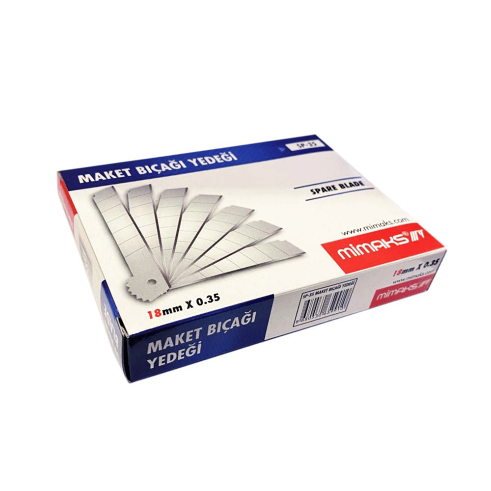 MİMAKS SP-35 GENİŞ  MAKET BIÇAĞI YEDİĞİ 18 MM-0.35MM 10 LU