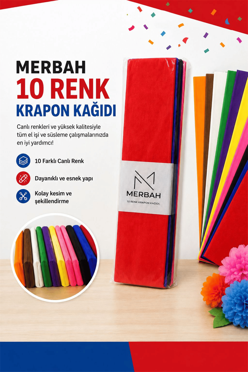 MRB-2198 10 RENK KRAPON KAĞIDI 10 LU PK *50