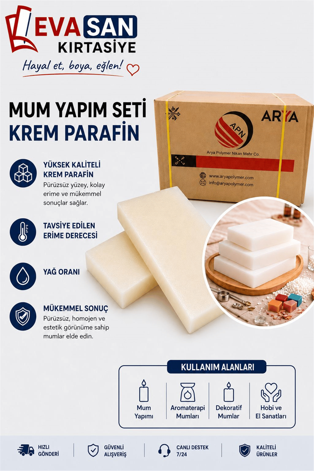 MUM YAPIM SETİ KREM PARAFİN 1 KİLO