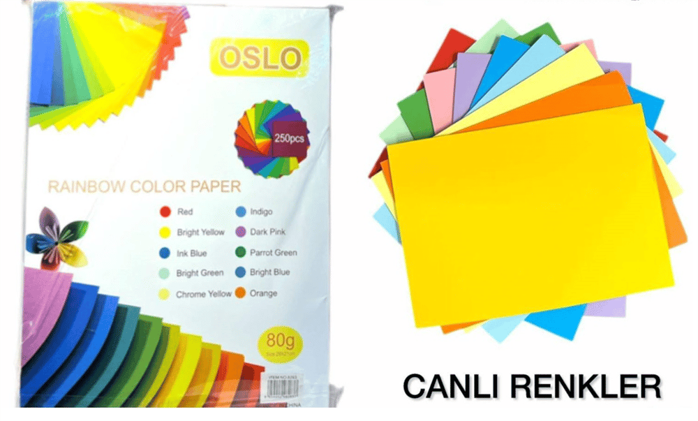 OSLO FOTOKOBİ KAĞIDI 80G RENKLİ 250Lİ
