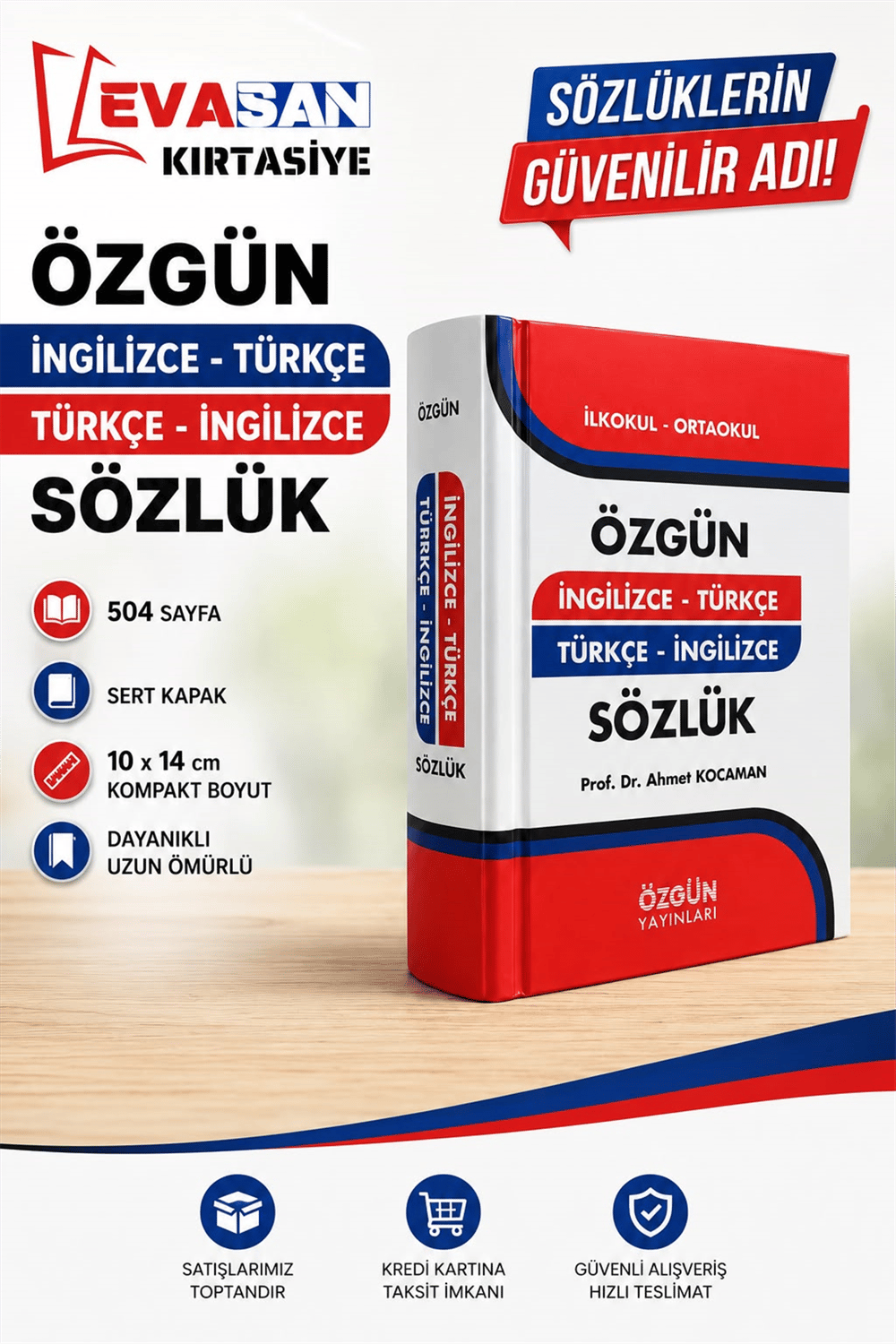 ÖZGÜN 3019 İNGİLİZCE-TÜRKÇE/TÜRKÇE-İNGİLİZCE 504 SAYFA SERT KAPAK SÖZLÜK 10X14 *20