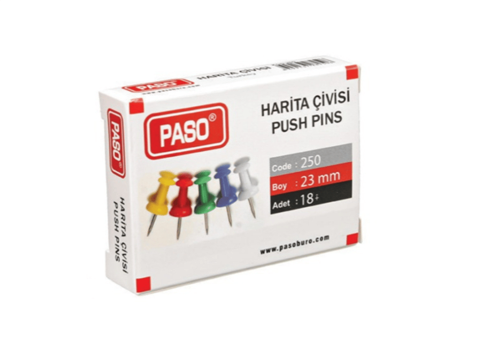 PASO 250 RENKLİ HARİTA ÇİVİSİ 23mm 18 Lİ *480