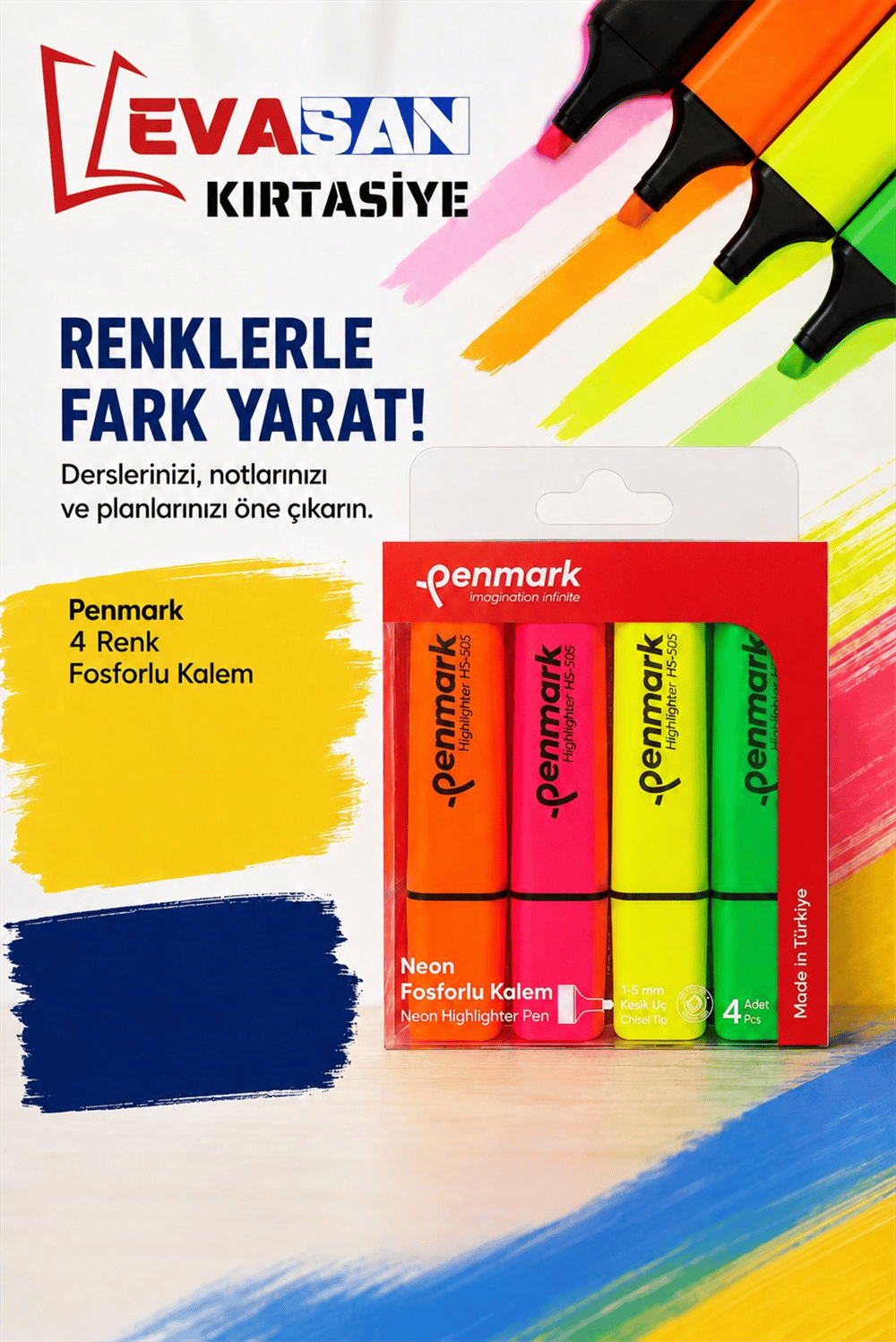 PENMARK 4 RENK FOSFORLU KALEM SET