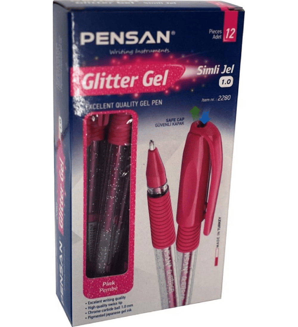 PENSAN 2280 GLİTTER KIRMIZI SİMLİ JEL KALEM 2280