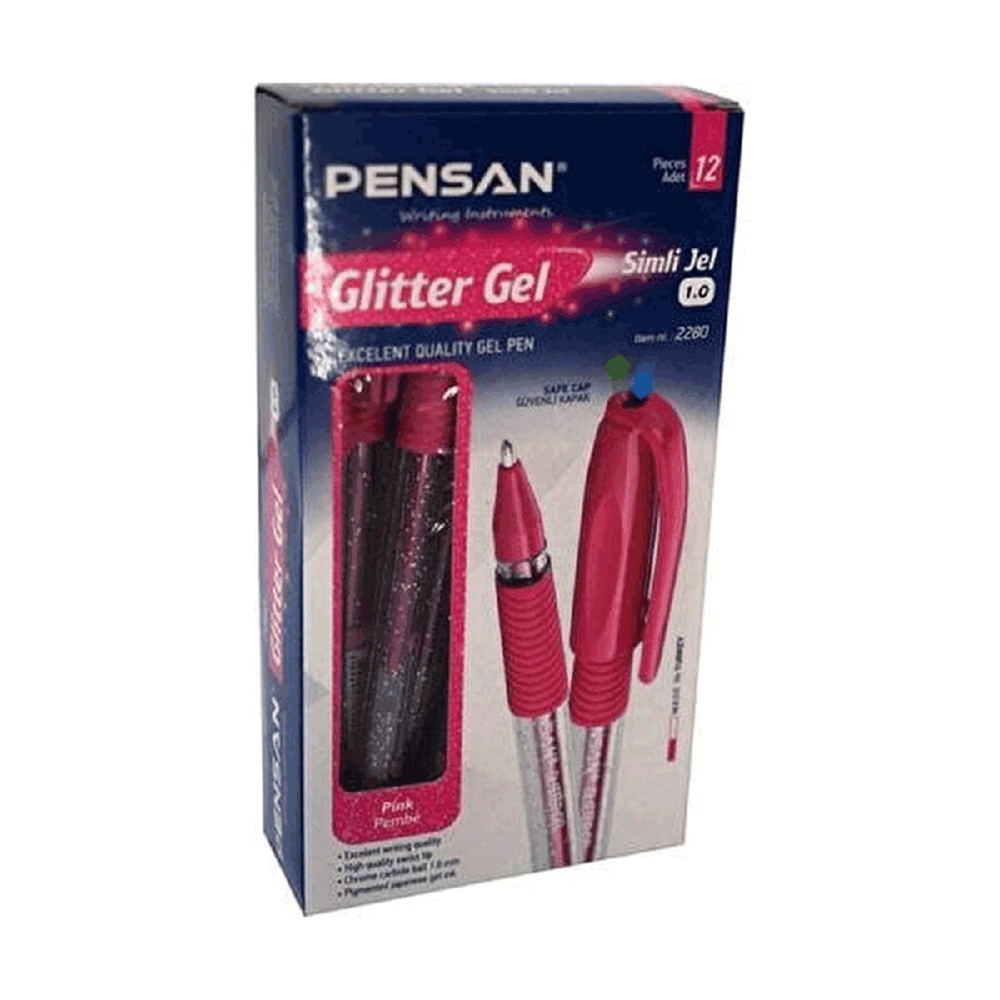 PENSAN 2280 GLİTTER PEMBE SİMLİ JEL KALEM 2280
