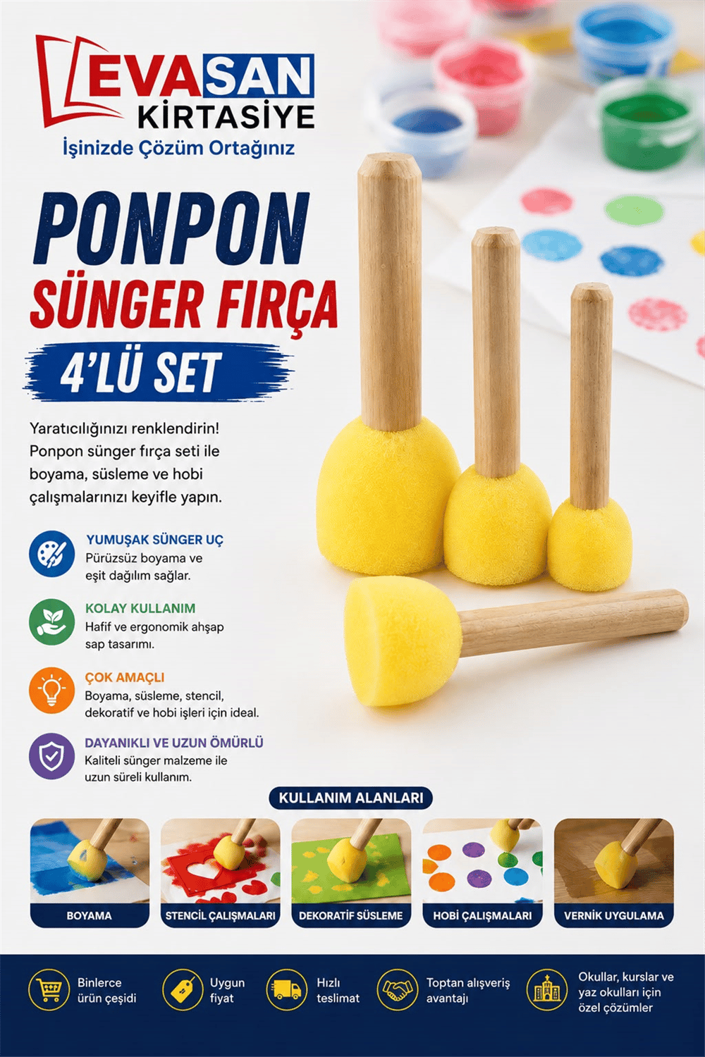 PONPON SÜNGER FIRÇA 4 LÜ