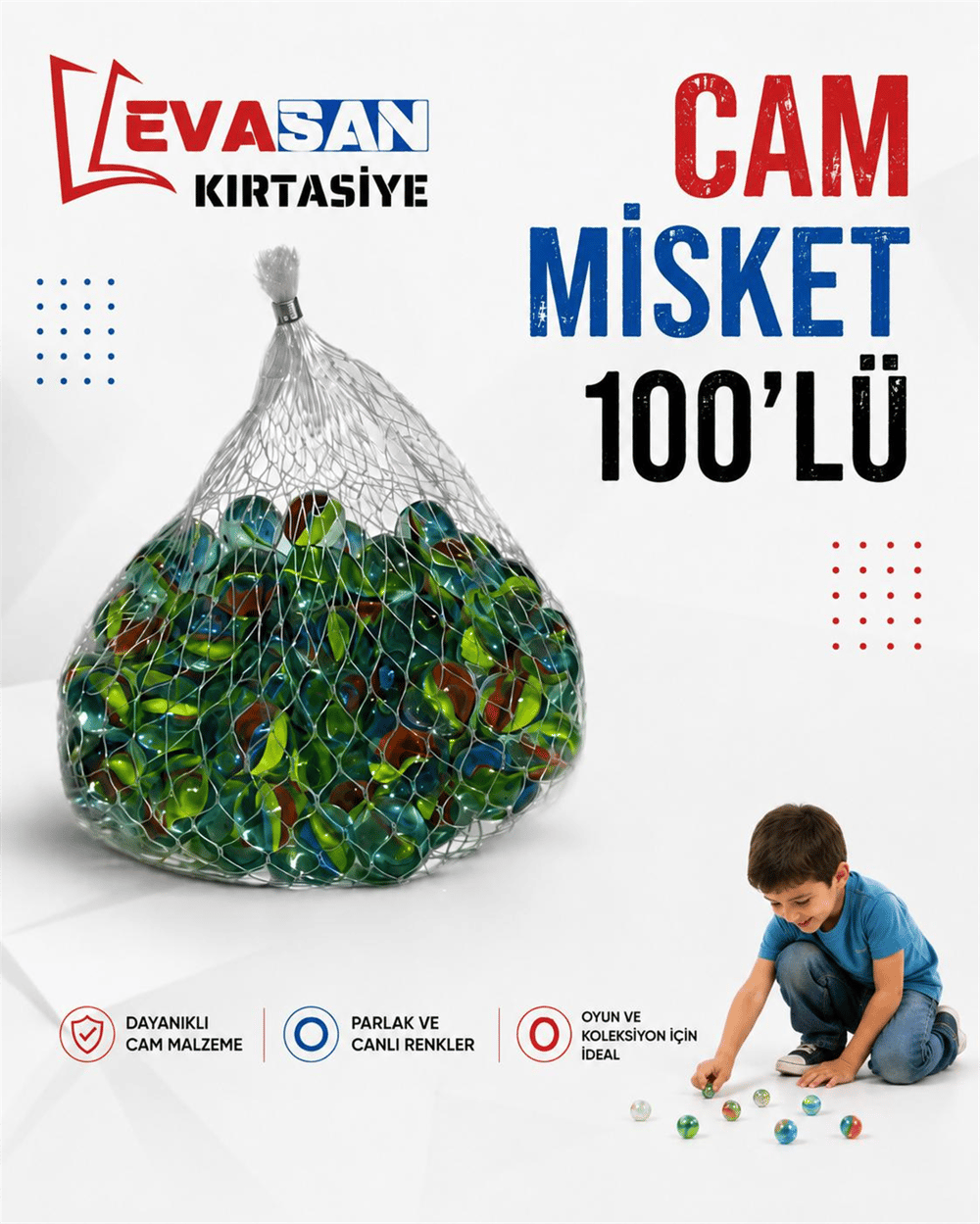 RENKLİ CAM MİSKET 100 LÜ 