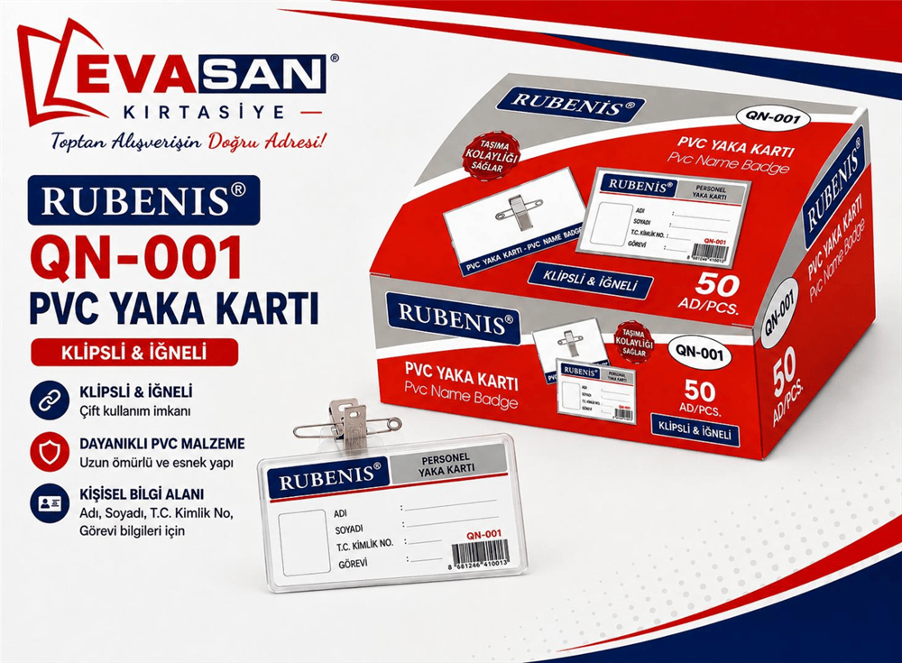 RUBENİS QN-001 PVC YAKA KARTI P:50 Lİ *2000