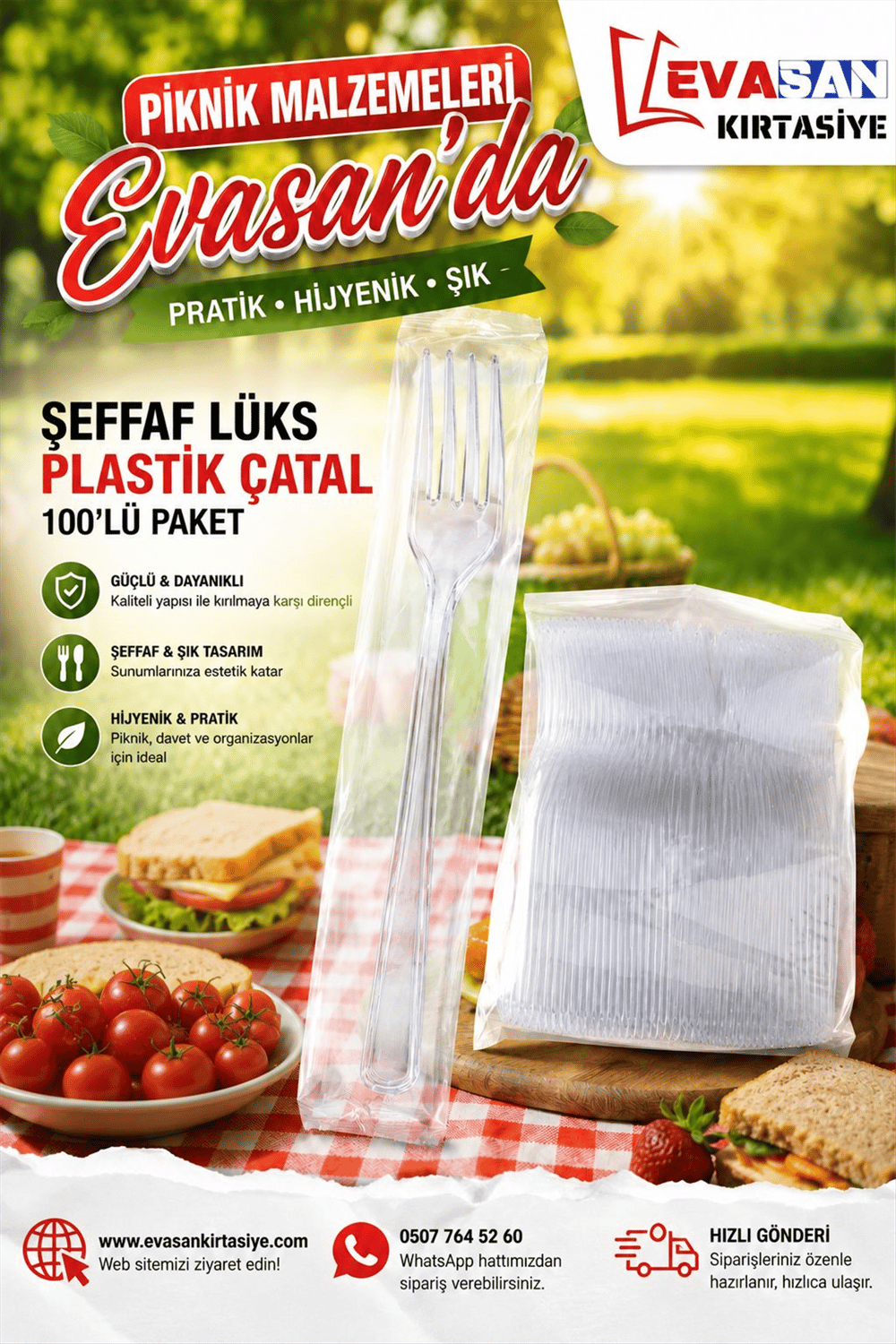 ŞEFFAF LÜKS PLASTİK ÇATAL PK:100 LÜ
