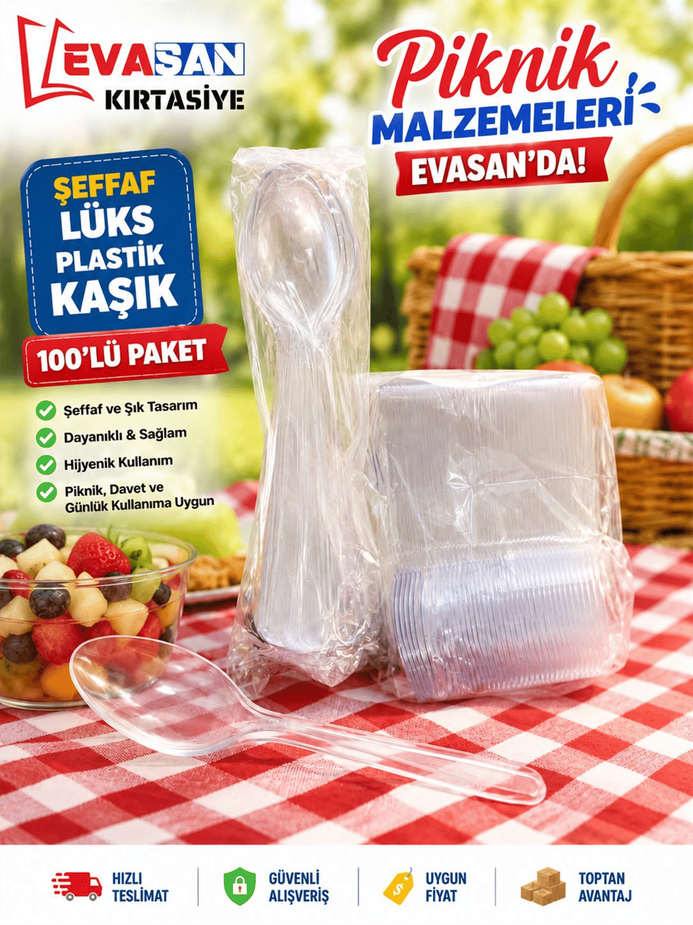 ŞEFFAF LÜKS PLASTİK KAŞIK PK:100 LÜ