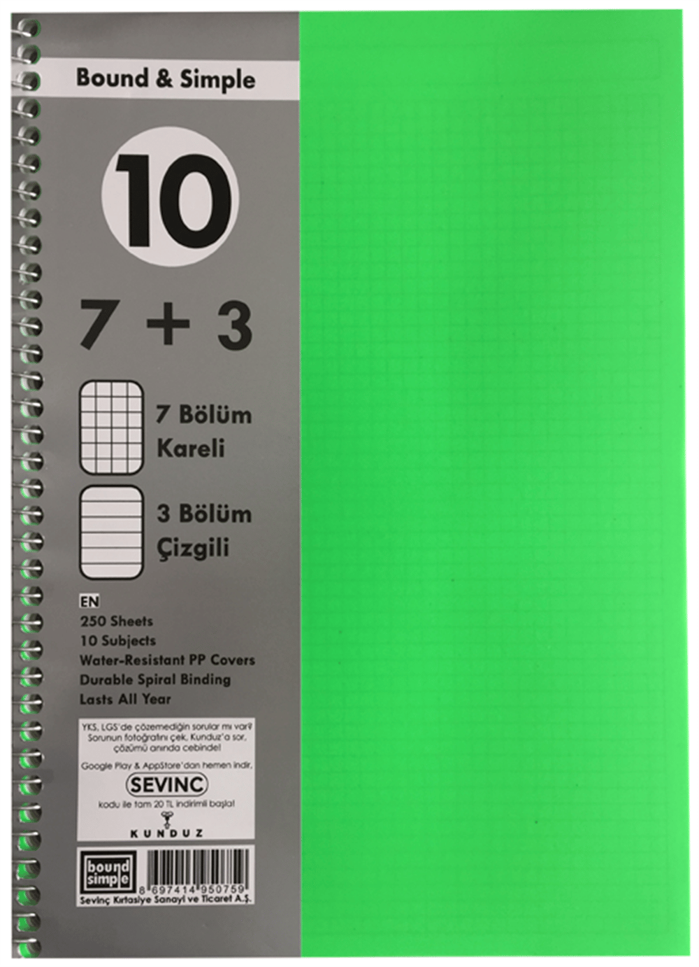 SEV AYRAÇLI DEFTER 7+3 250 YAP *16