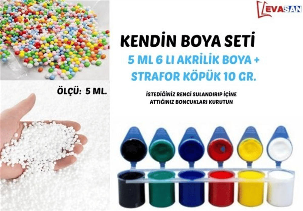 STRAFOR KÖPÜK BONCUK BOYAMA SETİ 10GR STRAFOR+6LI 5ML BOYA
