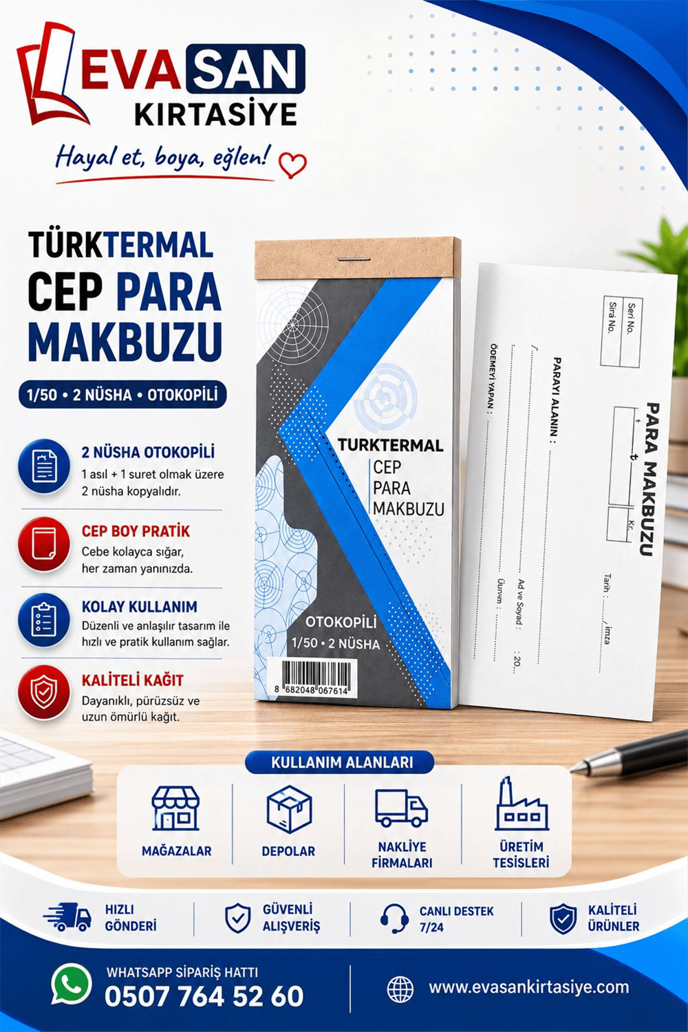 TÜRKTERMAL CEP PARA MAKBUZU 2/50 OTOKOPİLİ PK:24 LÜ