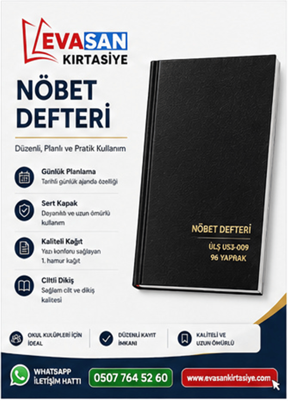 UILŞ U53-009 NÖBET DEFTERİ SERT KAPAK 96 YAP.