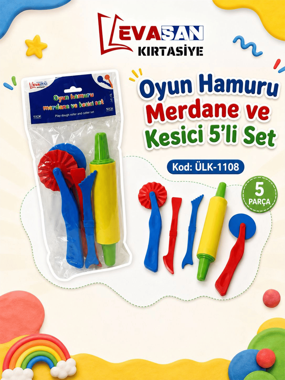 ÜLK-1108 OYUN HAMURU MERDANE VE KESİCİ 5 Lİ SET *36