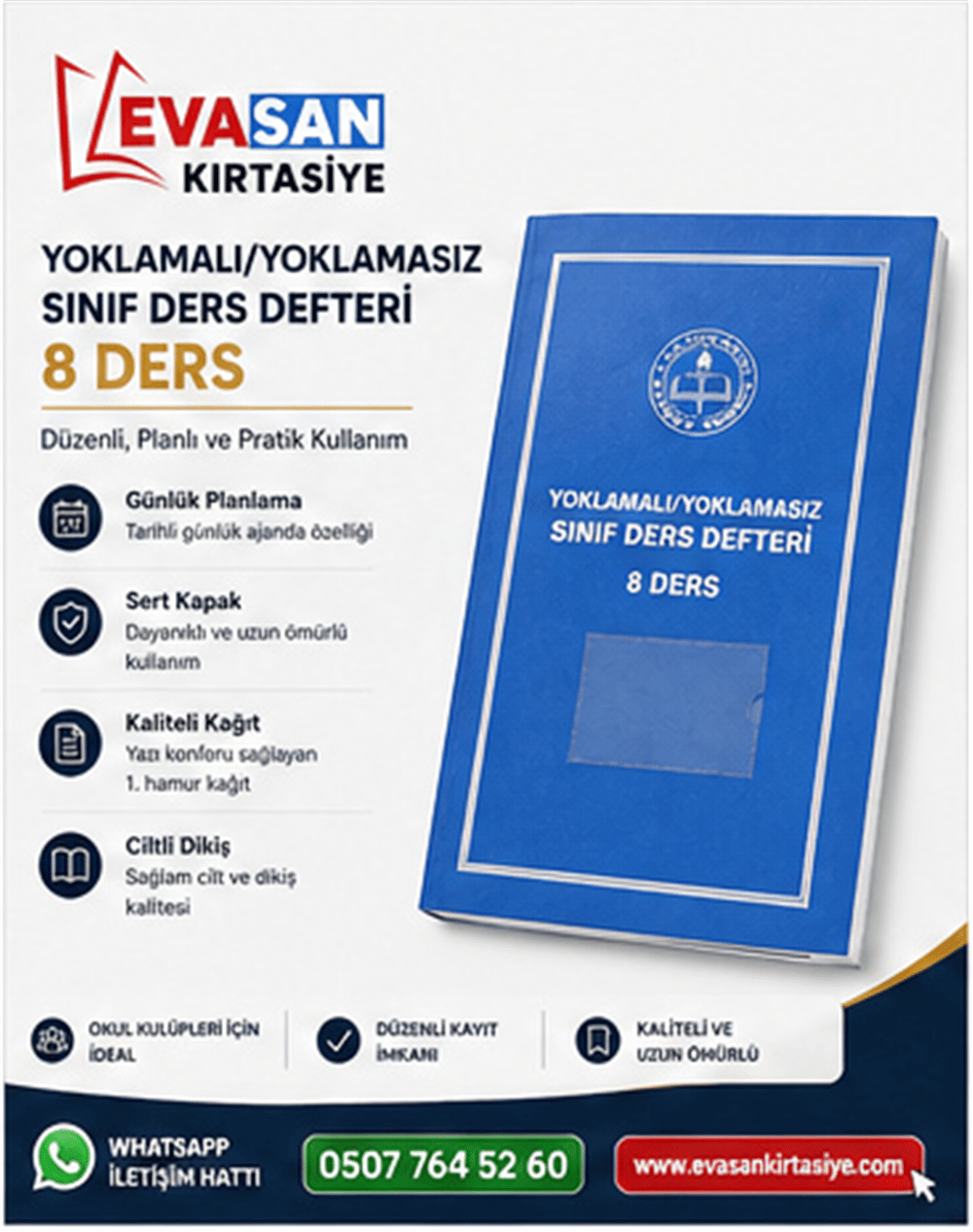 ULŞ U53-003 YOKLAMALI SINIF DERS DEFTERİ 8 DERS