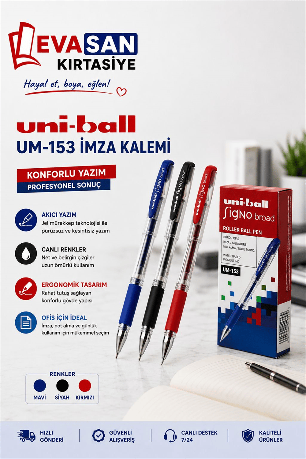 UNİ-BALL UM-153  SIGNO İMZA KALEMİ 1mm SİYAH PK:12 Lİ