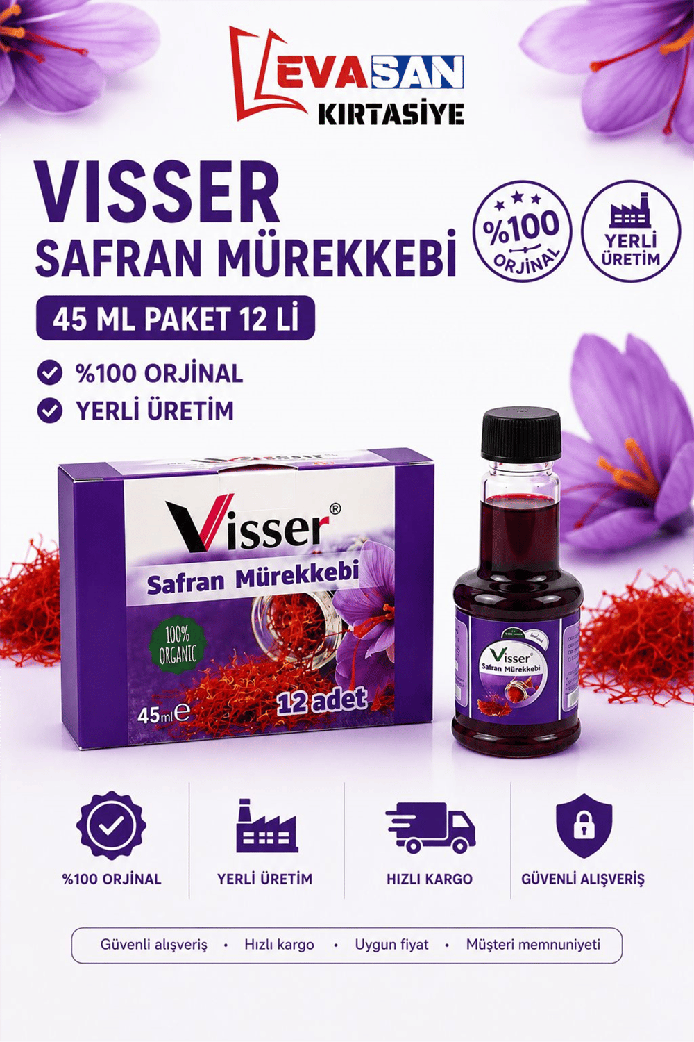 VİSSER 45 ML SAFRAN MÜREKKEBİ PK:12 Lİ