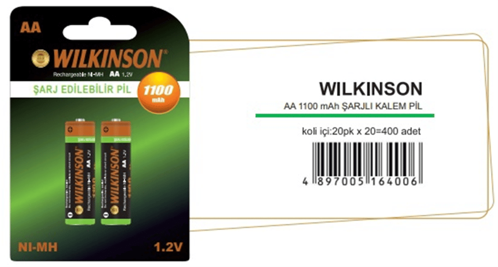 WILKINSON AA1.2V ŞARJ EDİLEBİLİR KALEM PİL 1100 MAH