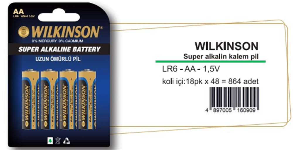 WILKINSON LR06 ALKALİN KALEM PİL 4 LÜ *12