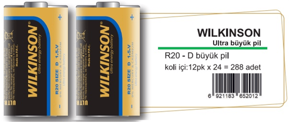 WILKINSON R20 BÜYÜK PİL PK:24 LÜ *288