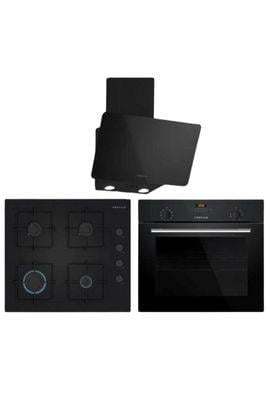 PROFİLO Siyah Cam Ankastre Set