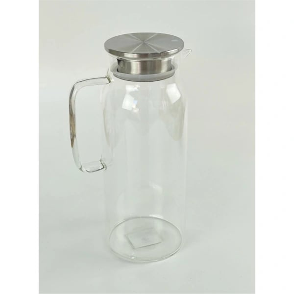 1500 ml Borosilikat Cam Su Sürahisi - Metal Kapaklı ve Isıya Dayanıklı