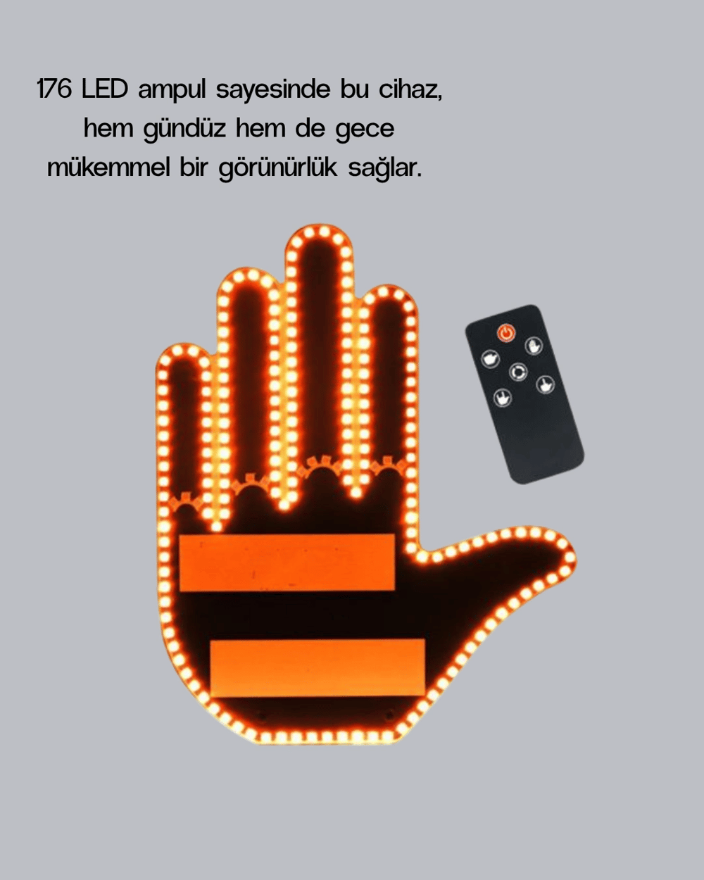 176 LED Amber Renkli El Hareketiyle Kontrol Edilen Motosiklet Dönüş Sinyali