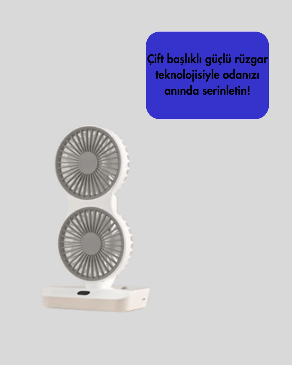 4 Kademeli Hız Ayarlı USB Şarjlı Çift Taraflı Masaüstü Vantilatör