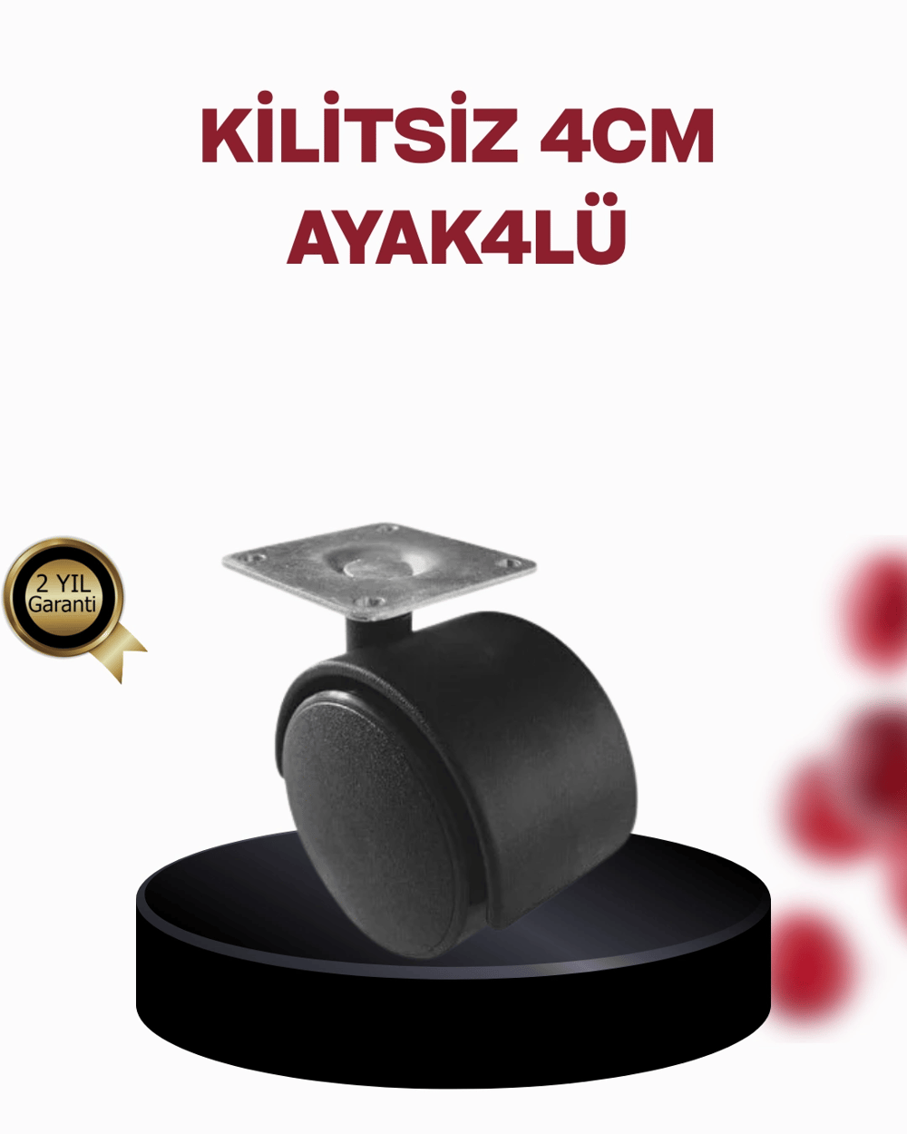 4 cm Döner Ayak Kilitsiz 4 Adet Mobilya ve Sehpa Ayağı