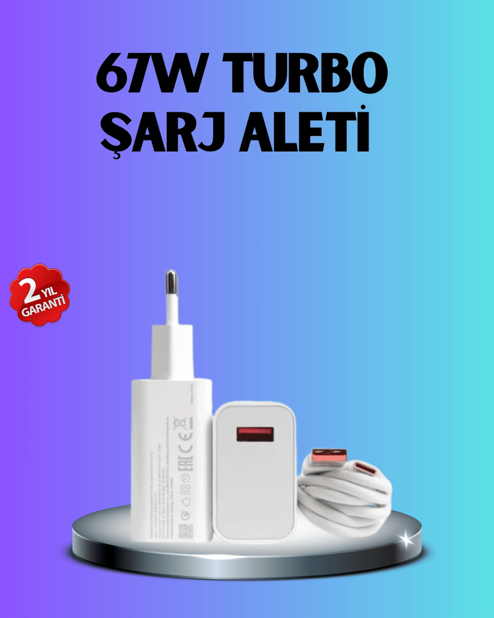 67 Watt Type C Hızlı Şarj Başlık  Black Shark Uyumlu
