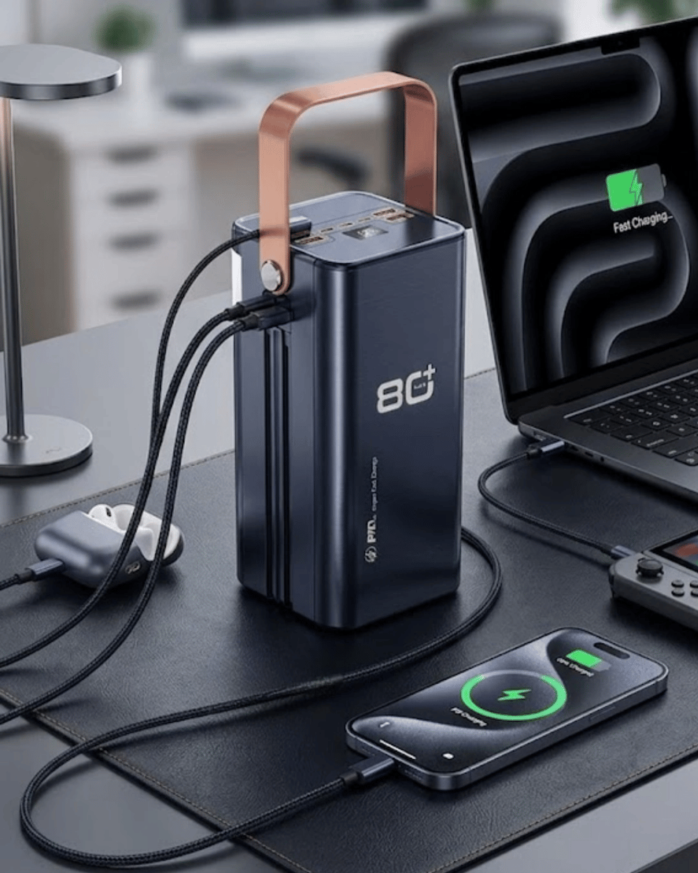 80000 mAh Taşınabilir Powerbank Süper Hızlı Şarj Çoklu Çıkış ve LED Göstergeli