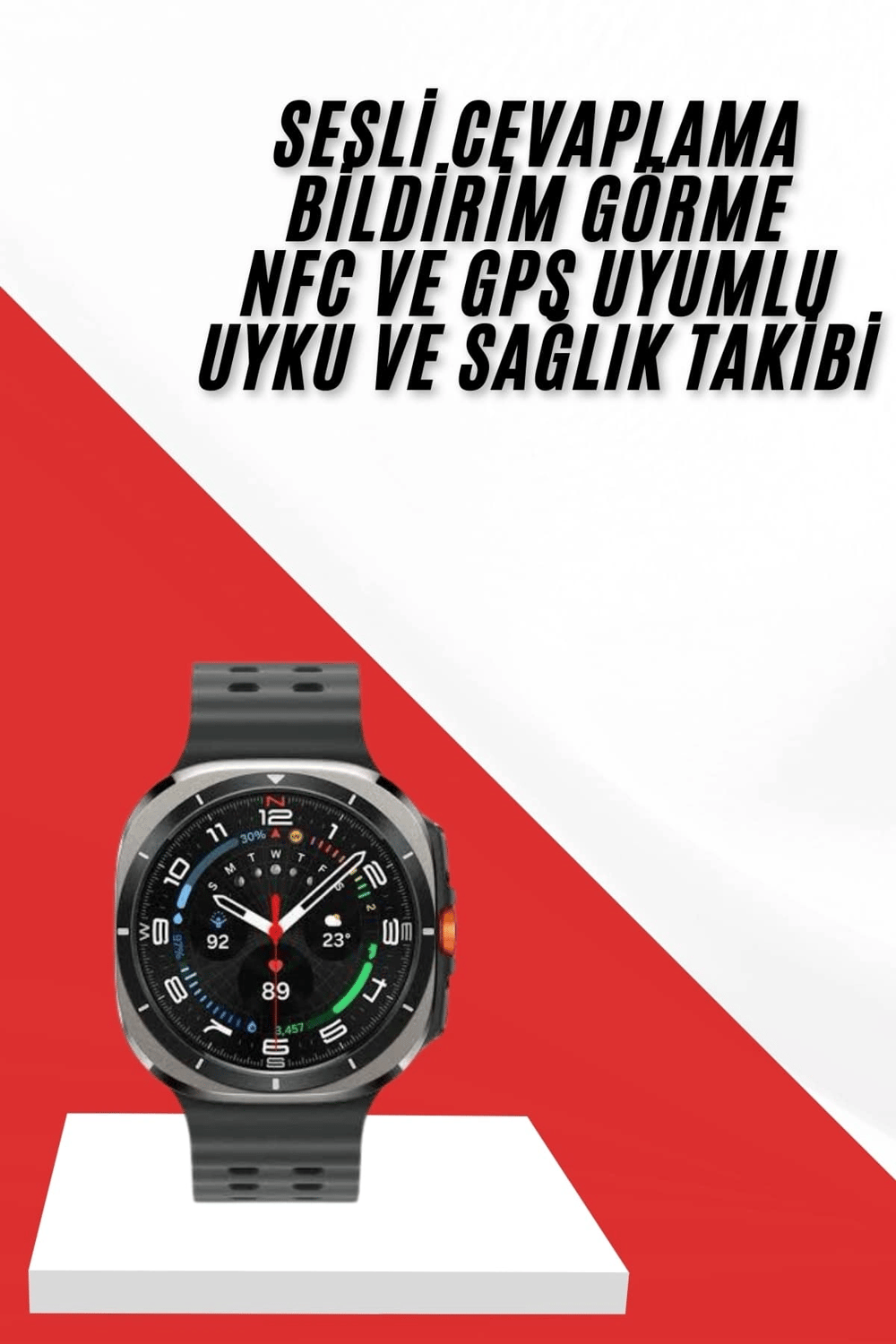Akıllı Saat Müzik Dinleme Nabız Ölçer NFC ve GPS Uyumlu Sesli Asistan