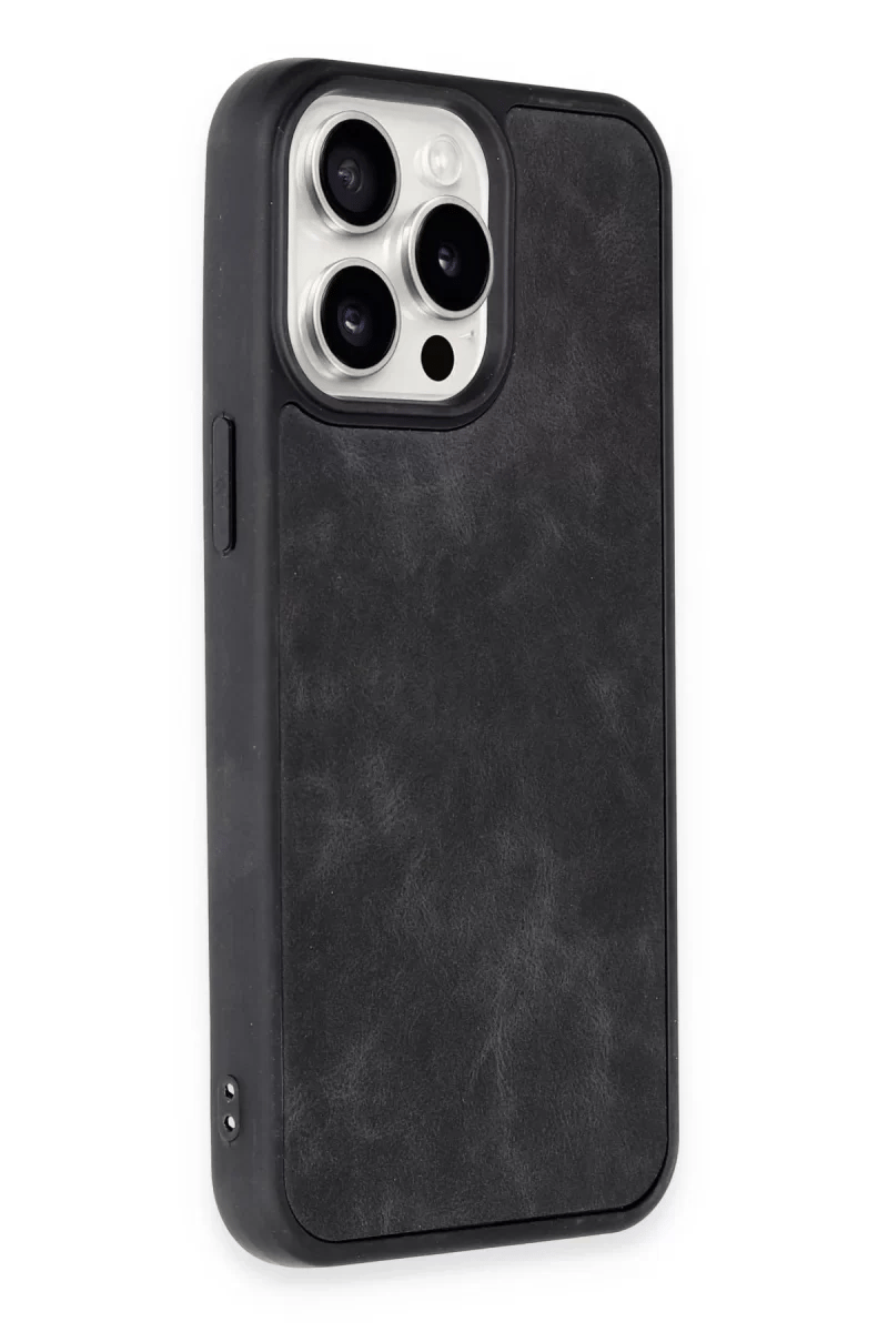 Apple iPhone 14 Pro Max Kılıf Aras Deri Kapak - Siyah