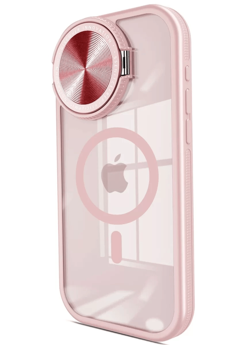Apple iPhone 15 Pro Kılıf Teleskop Lens Magsafe Silikon Kapak - Pembe