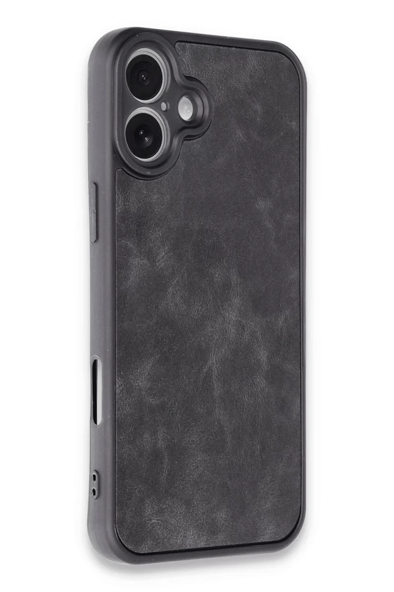 Apple iPhone 16 Plus Kılıf Aras Deri Kapak - Siyah