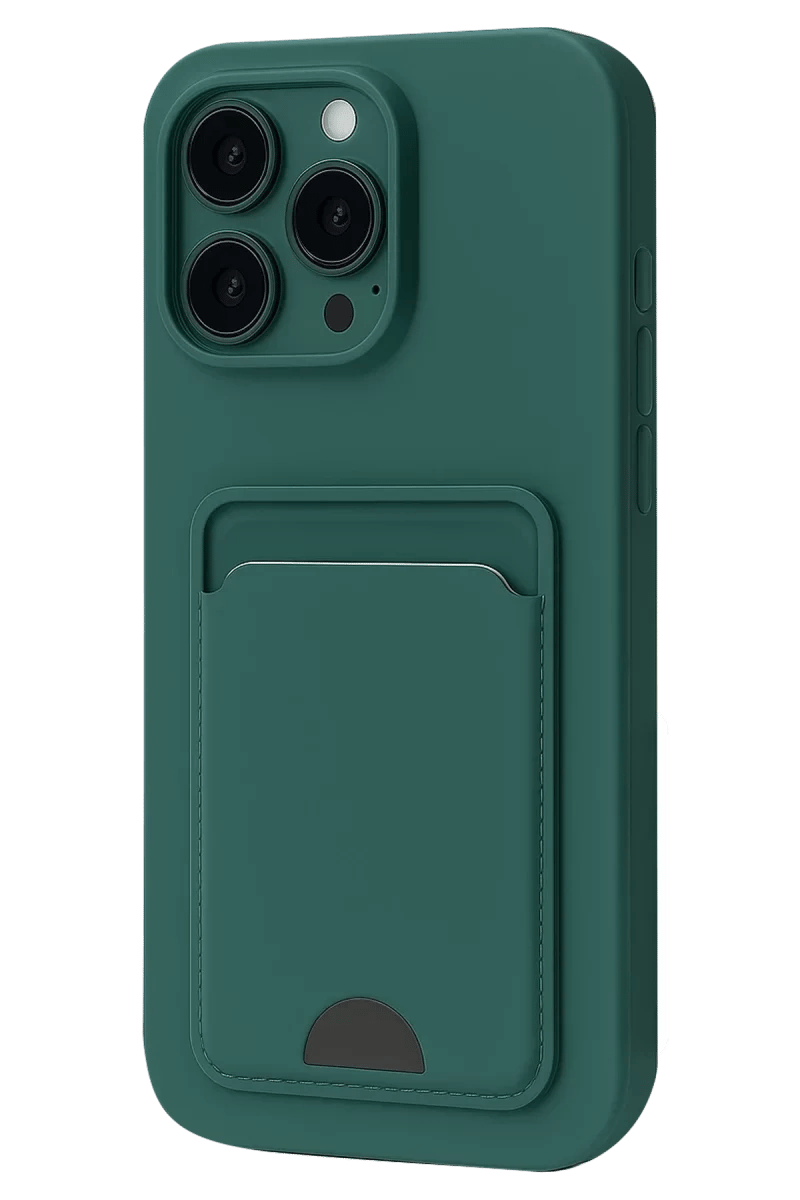 Apple iPhone 16 Pro Max Kılıf Kelvin Kartvizitli Silikon - Koyu Yeşil