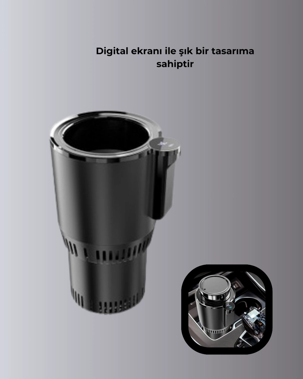 Araba Bardaklığı Isıtma Soğutma Ayarlı Çakmak Girişli Akıllı Model