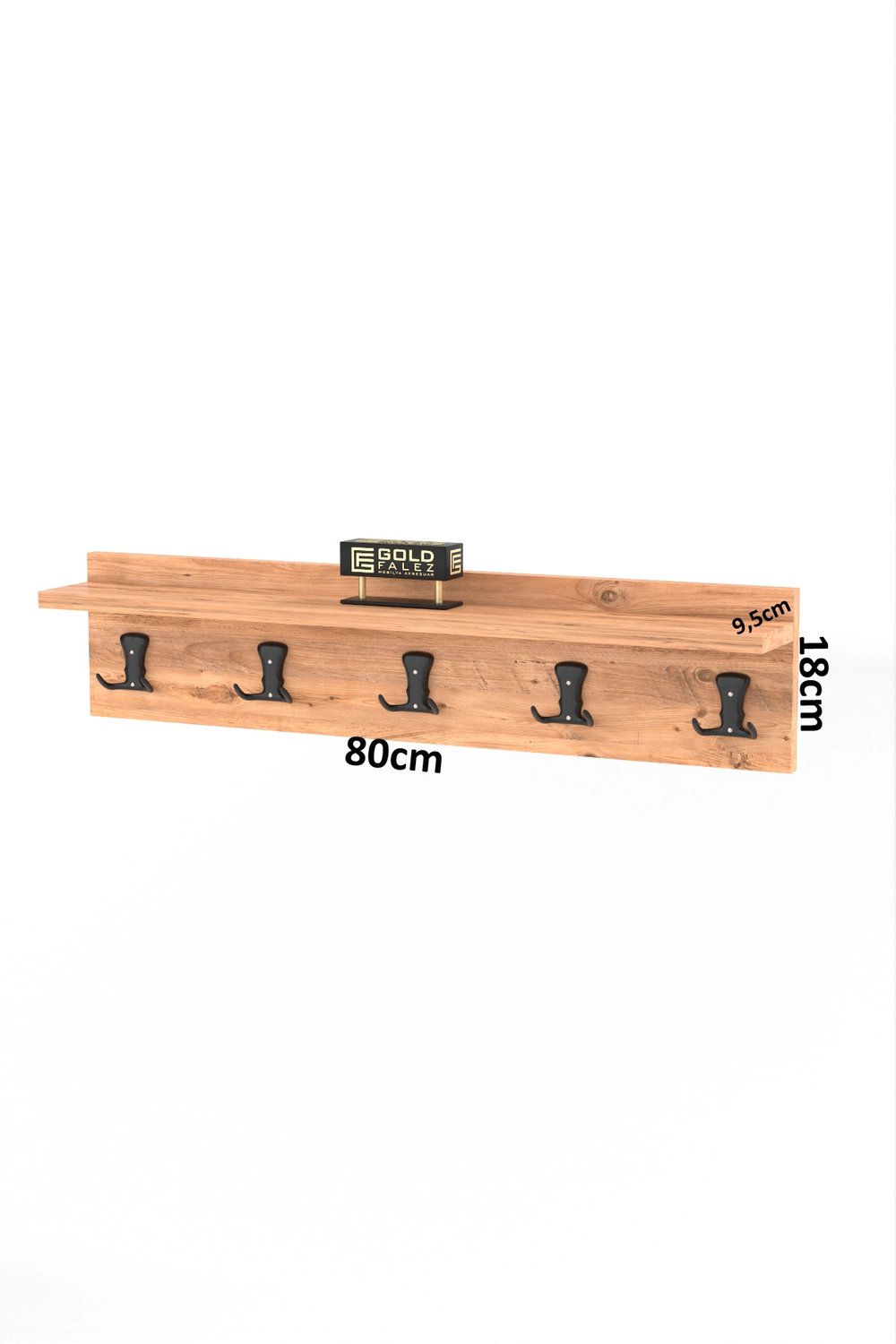 Askılık Duvar Elbise Askılığı Portmanto 80 Cm Ceviz Düz