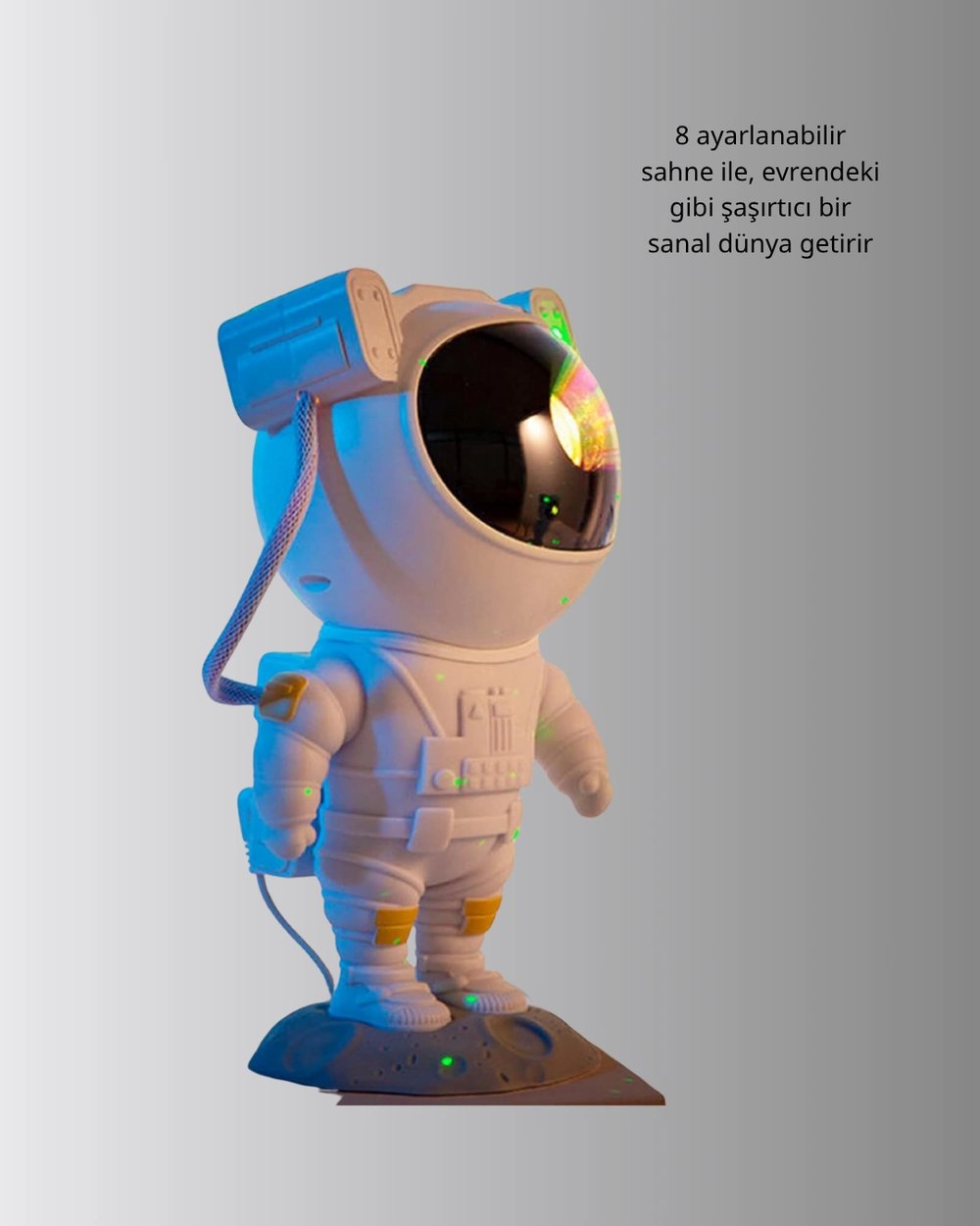 Astronot Yıldız Projeksiyon Lambası 8 Efektli Uzaktan Kumandalı Gece Işığı