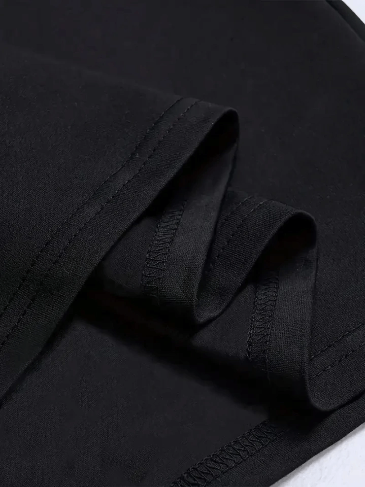 Baskılı Oversize Bisiklet Yaka T-shirt - Siyah