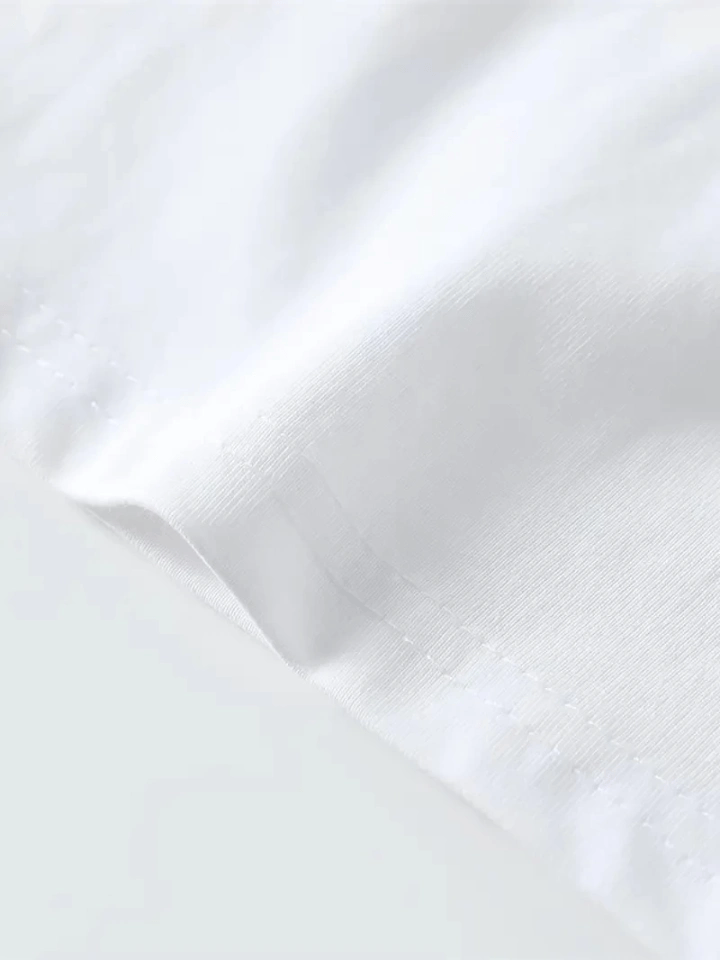 Baskılı Oversize Bisiklet Yaka T-shirt - Beyaz