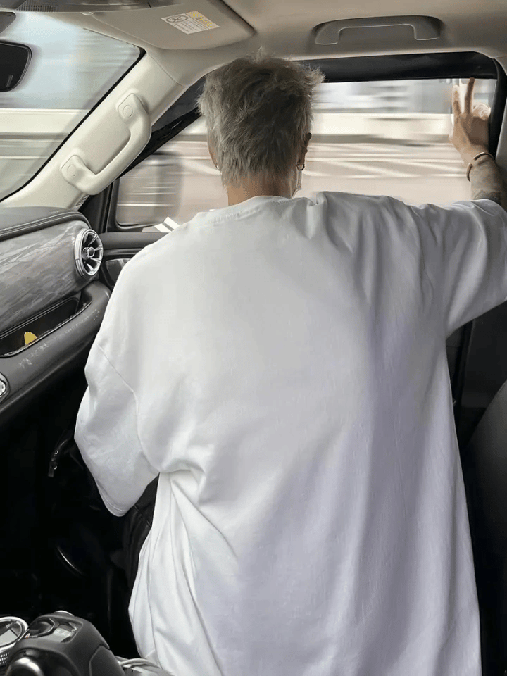 Baskılı Oversize Bisiklet Yaka T-shirt - Beyaz